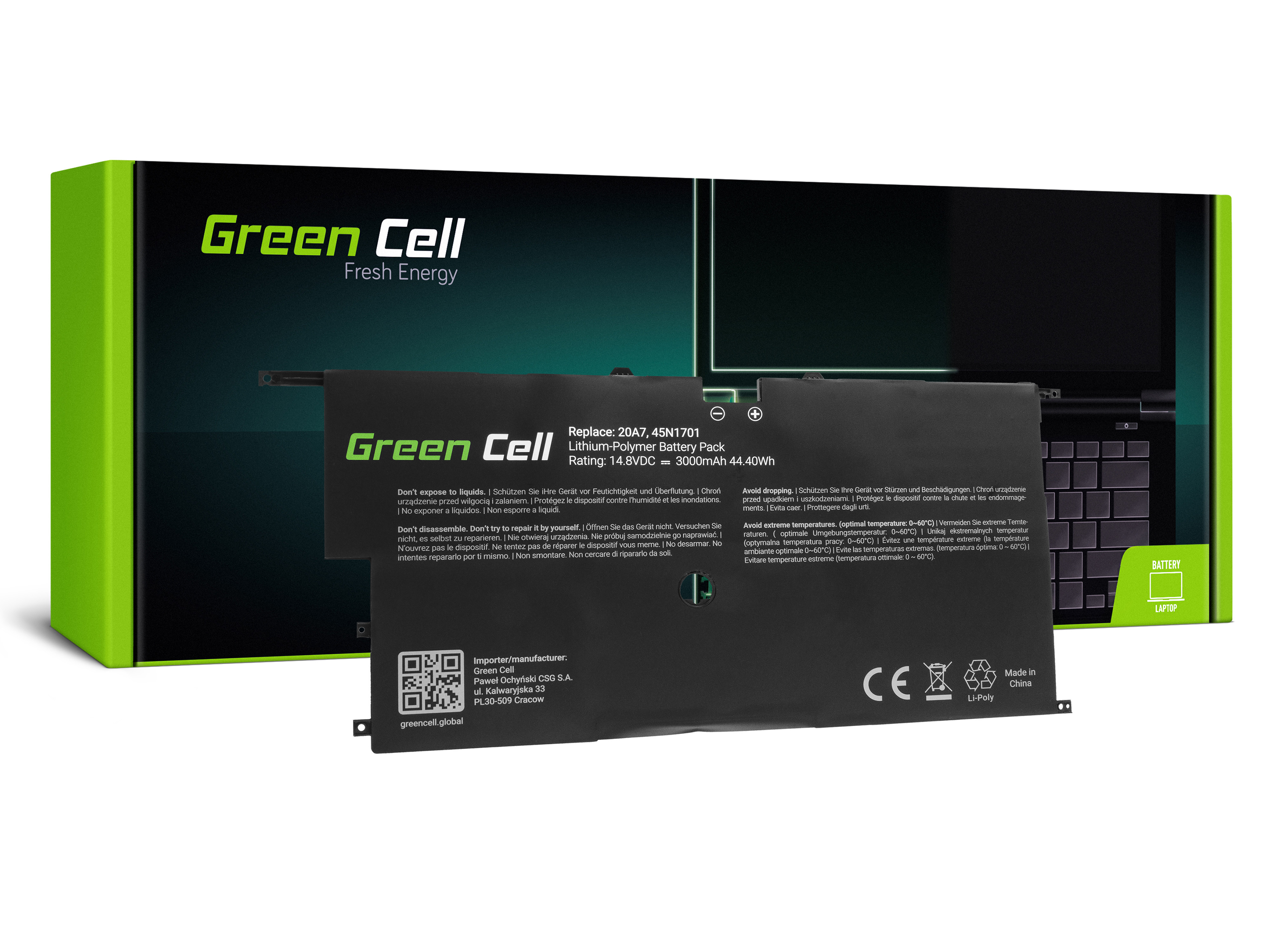 Green Cell Baterie pro Lenovo ThinkPad X1 Carbon 2nd Gen / 14,4V 3000mAh (LE122)