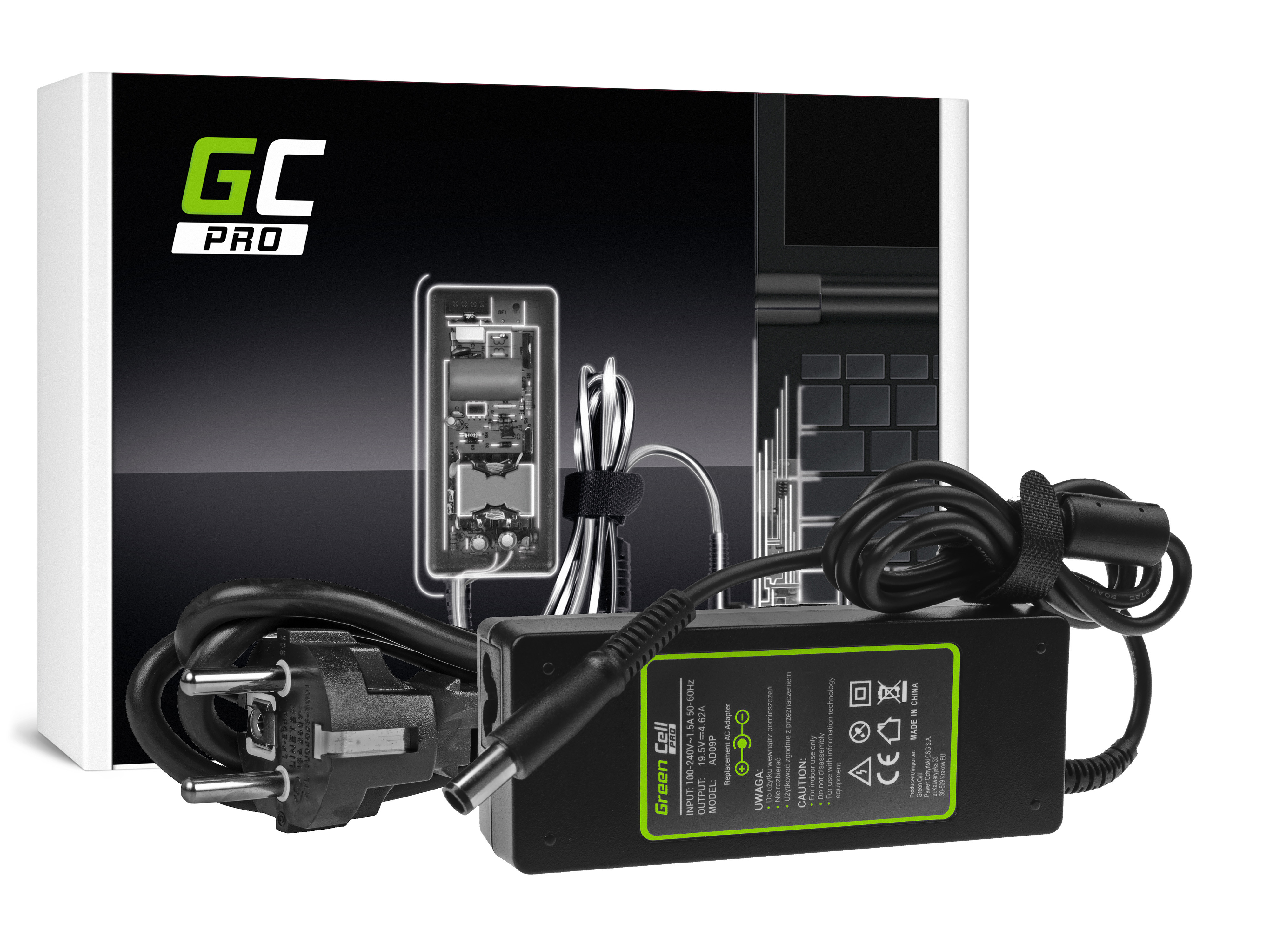 Green Cell PRO nabíječka AC Adapter pro Dell 90W 19.5V 4.62A / 7.4mm-5.0mm (AD09P)