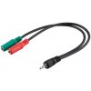 PREMIUMCORD Adaptér Jack 3,5mm 4pin - 2x stereo Jack 3,5mm, redukce (M/2xF, 4 pólový)