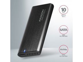 Externí box pro SSD M.2 NVMe a M.2 SATA SSD, USB C 10 Gbps (6)