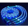 USB 3 v 1 rýchlo nabíjačka s LED podsvietením 1,1m - modrá