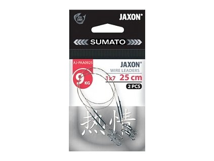 Jaxon navázané ocelové lanko obratlík + karabina 20cm