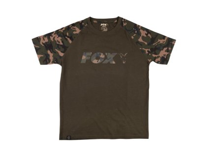 FOX Tričko T-Shirt Raglan Khaki/Camo Sleeves