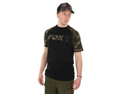 fox tričko raglan black:camo