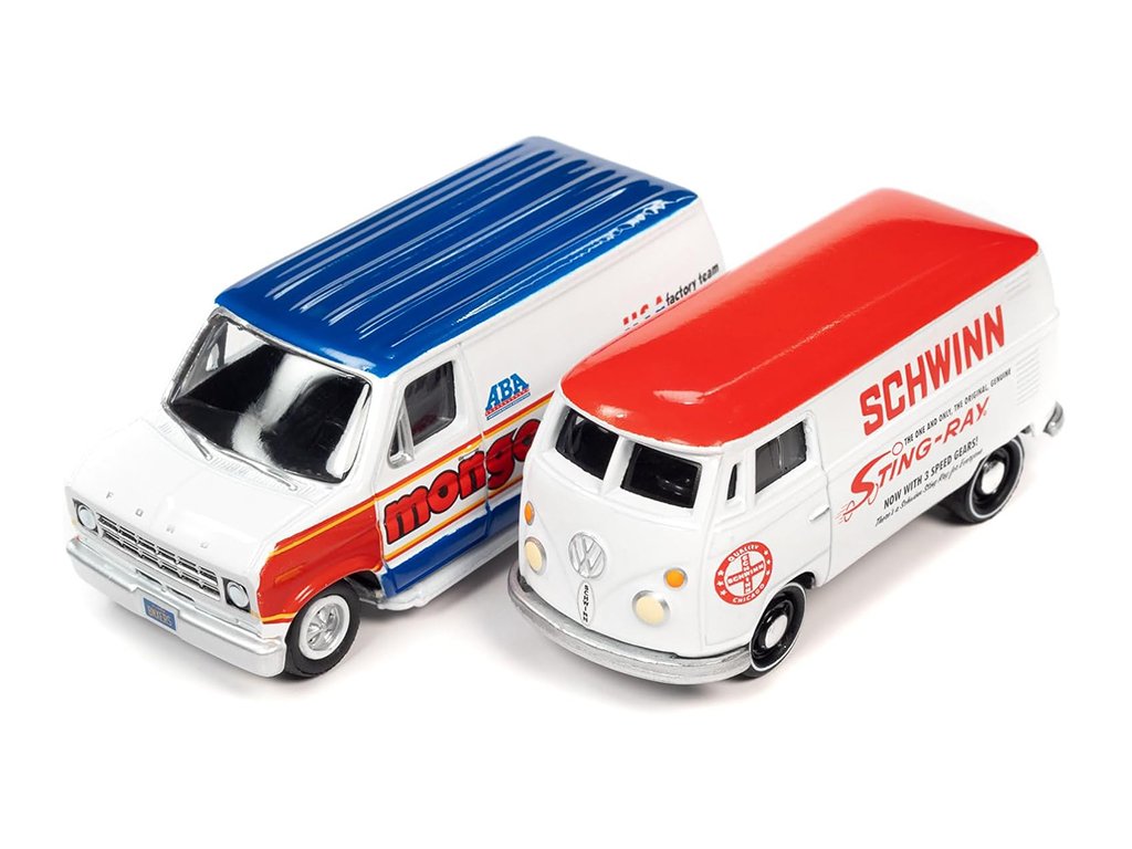 Volkswagen Type 2 Transporter 1965 + Ford Econoline Van 1976 164 Johnny Lightning (1)