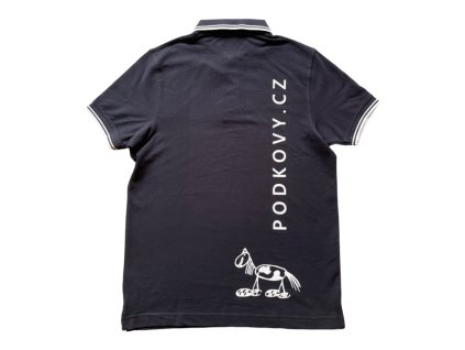 Tričko s límečkem logo Podkovy.cz tmavě modrá (Velikost M)