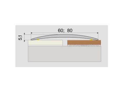A71 prechodová lišta 8cm samolepiaca / STRIEBRO (1 m)