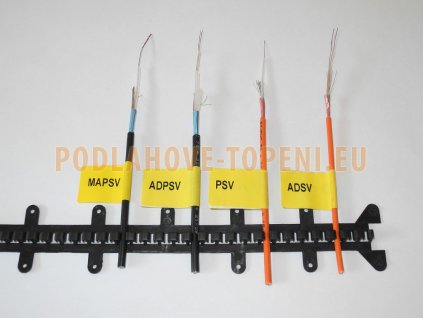 Plastová T-lišta délky 0,5 m pro uchycení topných kabelů. Balení 20ks