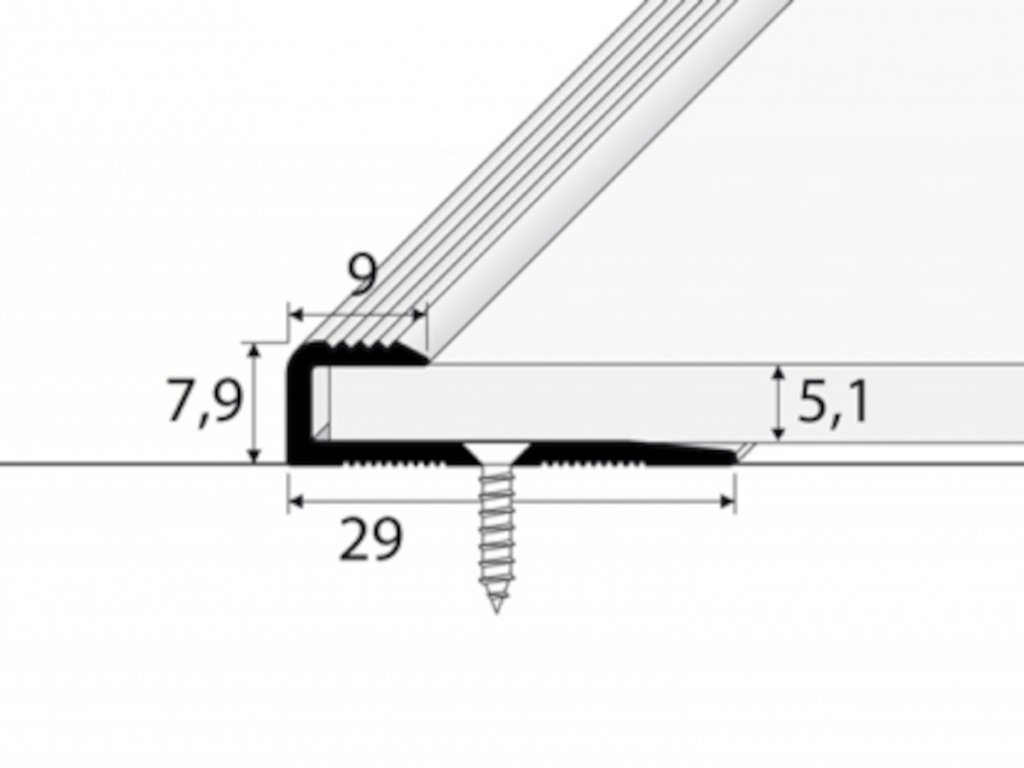 ukoncovaci lista pro pvc lino vinyl koberce a podlahy 5 mm