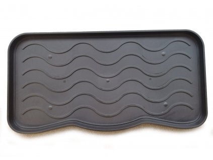 Černý plastový odkapávač na boty FLOMA Vlnky - 38 x 75 cm