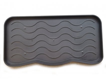 Černý plastový odkapávač na boty FLOMA Waves - 38 x 75 cm