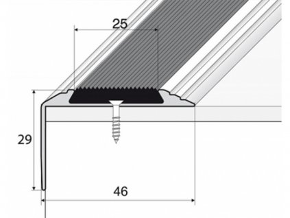 schodova hrana 46 x 30 mm s protiskluzovou gumou podlahy binder