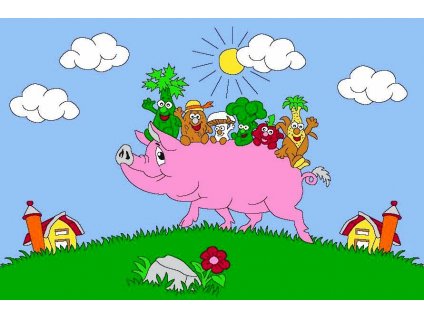 Dětský koberec Prasátko s kamarády (Varianta Dětský koberec Prasátko s kamarády-SLEVA)