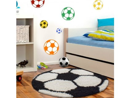Dětský koberec Fun shaggy 6001 black (Varianta kulatý 100 cm průměr)