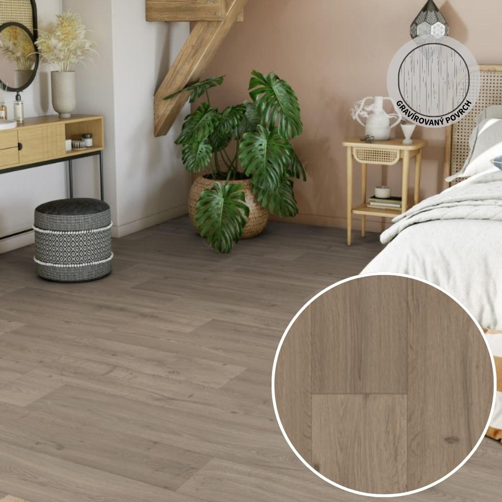 PVC podlaha ICONIK 280T Fumed oak dark beige