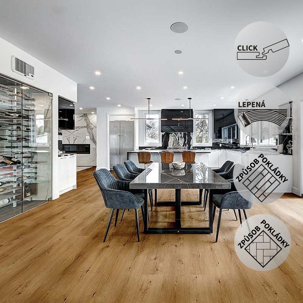 Vinylová podlaha DP 9524 Dub italský přírodní (Varianta Ecoline HB (Rybí kost) lepený)