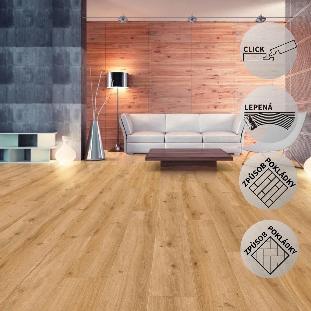 Vinylová podlaha DP 9592 Dub královský přírodní EIR (Varianta Ecoline HB (Rybí kost) lepený)
