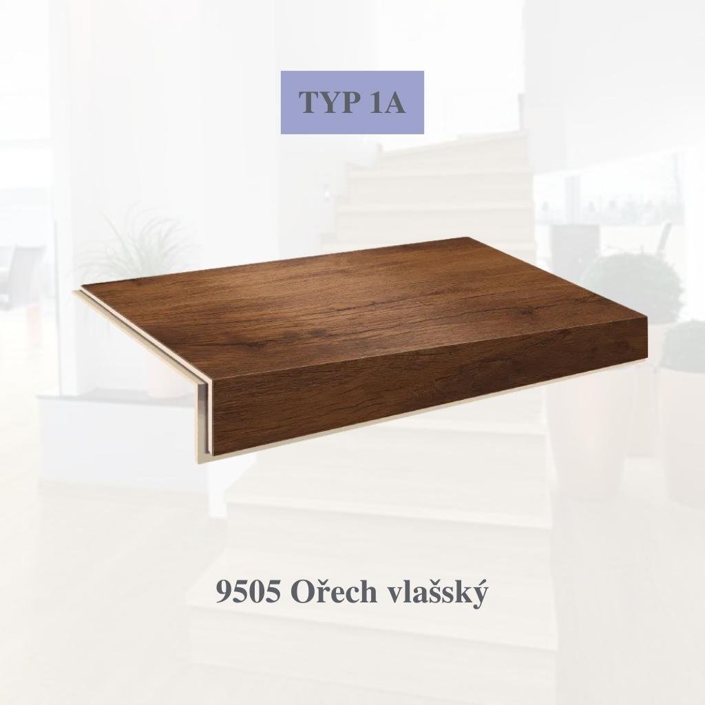 Vinylové schody ECOLINE 9505 Ořech vlašský (Varianta Lamela Střed, 1235 x 305 mm)