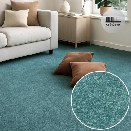 Koberec metráž SWINDON tyrkysová duotex 72