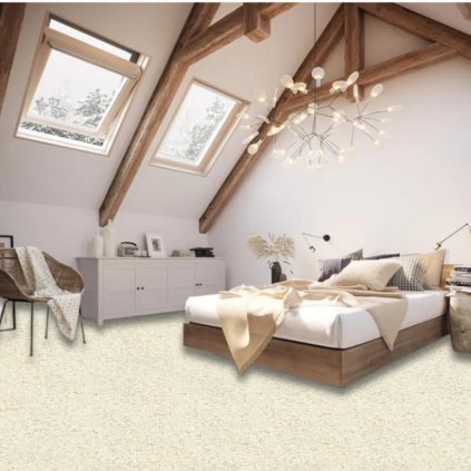 vlneny koberec luxusní stoprocentní vlna podklad AB přírodní materiál barva bílá DUBLIN 202 interier