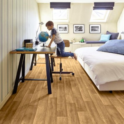 levne bytove pvc lino snadna udrzba vzor prkna povrchova uprava PUR barva hneda AVROTEX 33 24 interier