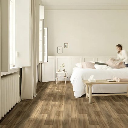 levne bytove pvc lino snadna udrzba vzor prkna povrchova uprava PUR barva hneda DRITEX 33 52 interier