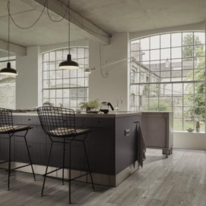 zatezove lino pvc moderni krytina pouziti byt obývák ložnice zatez 32 41 vzor prkna barva šedá PENTAX Savannah Grey interier