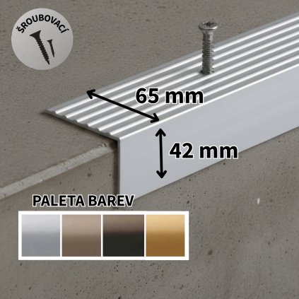 A 32 SCHODOVÉ LIŠTY - ŠROUBOVACÍ, 65×42 mm