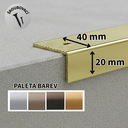 A 33 SCHODOVÉ LIŠTY - ŠROUBOVACÍ, 40×20 mm