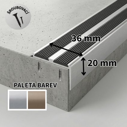 A 37 SCHODOVÉ LIŠTY ŠROUBOVACÍ, 36x20 mm