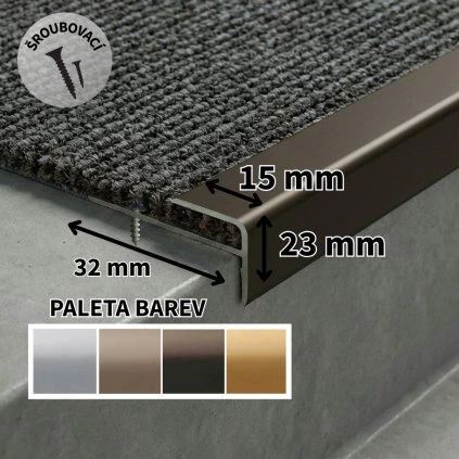 A 60 SCHODOVÉ LIŠTY - ŠROUBOVACÍ, 23×15 mm