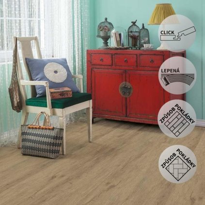 Vinylová podlaha DP 1093 Dub kamenný XXL (Varianta Longline HB (Rybí kost) lepený)