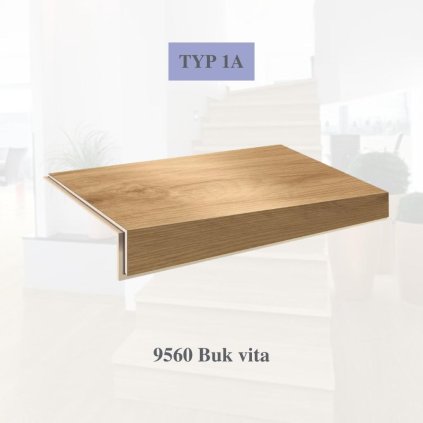 Vinylové schody ECOLINE 9560 Buk vita (Varianta Lamela Střed, 1235 x 305 mm)