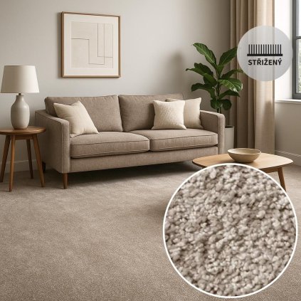 Metrážový koberec PONZA 87183 bledohnedá