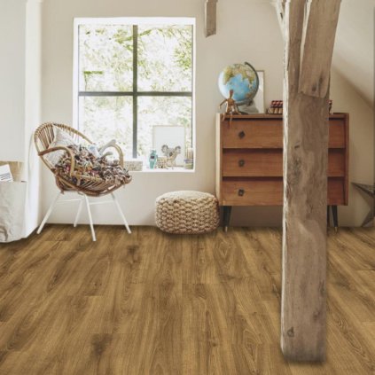 zátěžové linoleum pvc podklad filc moderní pouziti kuchyň ložnice vzor prkna barva hneda RENOTEX Sundance Oak 546 interier