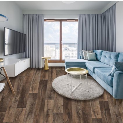 bytove pvc linoleum imitace dřeva vzor prkna barva hneda MAXIMA PLUS Hunter Oak S44 interier