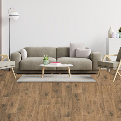 bytove pvc linoleum imitace dřeva vzor prkna barva hneda MAXIMA PLUS Ohrid Oak S43 interier