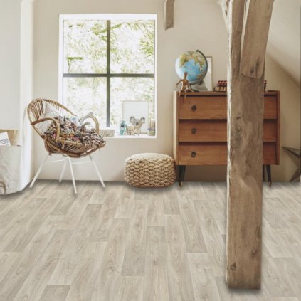bytové lino pvc moderni krytina pouziti loznice trida zateze 21 imitace dřeva vzor prkna barva seda bezova FLOORTEX Limoux 533 interier