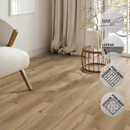 Vinylová podlaha DP 9596 Dub elegantní světlý EIR do všech prostor jako obývák, kuchyň, kancelář
