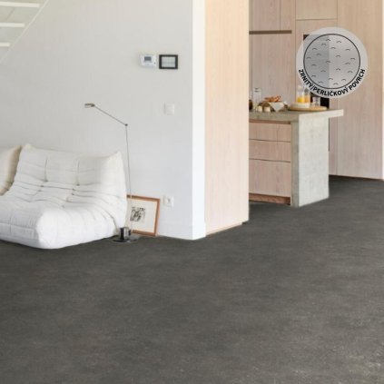 vinyl v metráži PUR úprava snadná údržba pouziti bytove komercni dekor beton barva tmave seda SILENTEX X 2702 ECHOTEX X 41 02 interier