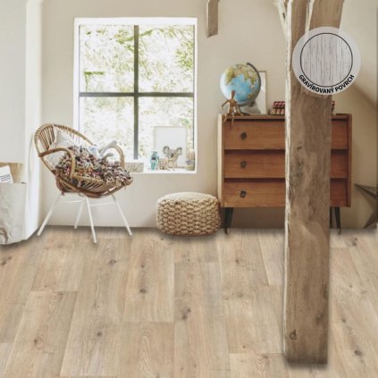 zatezove pvc linoleum podklad filc pouziti loznice pokoj vzor prkna barva bezova G TEX Lussac Blond 2454 interier