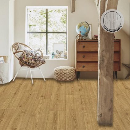 zatezove pvc linoleum podklad filc pouziti loznice pokoj vzor prkna barva hneda G TEX Fondi Honey 2455 interier