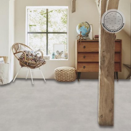 zatezove pvc linoleum podklad filc pouziti loznice pokoj vzor beton barva seda G TEX Glen Colombe 2456 interier