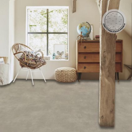 zatezove pvc linoleum podklad filc pouziti loznice pokoj vzor beton barva seda bezova G TEX Glen Tin 2457 interier
