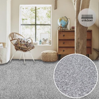 moderní bytový koberec do ložnice hebký elegantní měkký podklad filc střižený vlas barva šedá XAVIER 73 interier