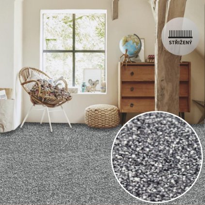 moderní bytový koberec do ložnice hebký elegantní měkký podklad filc střižený vlas barva šedá XAVIER 75 interier