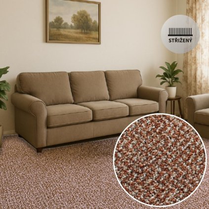 Luxury tweed 84 Vysoká hmotnost vlasu (1 300 g/m²) pro komfort a odolnost Snadná údržba a odolnost proti skvrnám čerbený koberec v obýváku