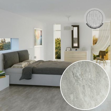 VINYL LVT 1145 STONE MIAMI 2,5 0,55 MM 33 42 vinylová podlaha v interiéru ložnice