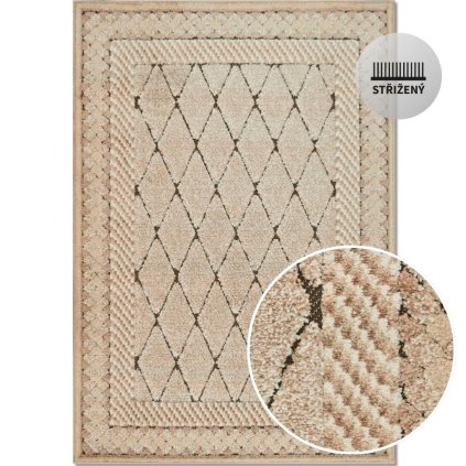 SULLY 32009 120 HNĚDÝ, 3D efekt, smyčka se střiženým vlasem, odolný, praktický, do obýváku, pod stůl