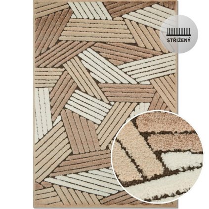 SULLY 32001 120, 3D efekt, smyčka se střiženým vlasem, odolný, praktický, do obýváku, pod stůl